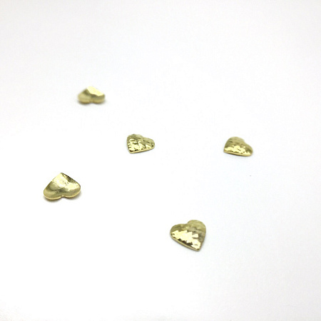 Стразы металлические сердечки золото (5 шт.) 