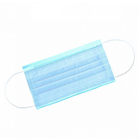 Маска на резинке трехслойная голубая (1 шт)