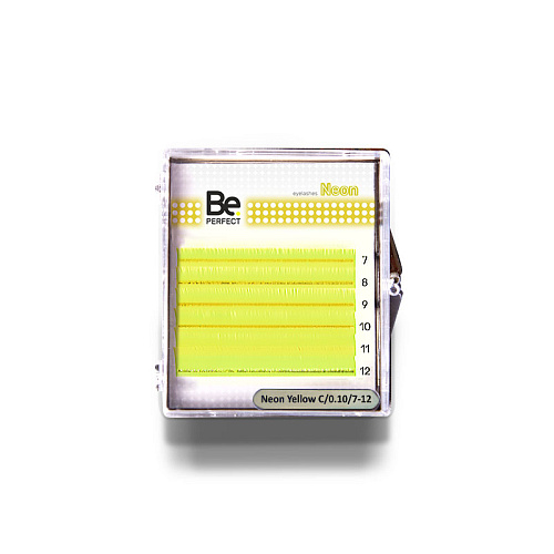 Цветные ресницы Be Perfect Neon Yellow MIX 6 линий (D/0.10/7-12)